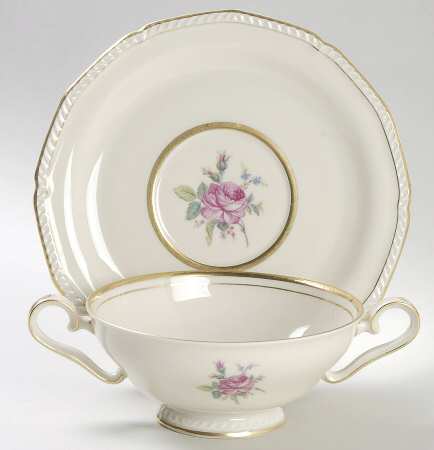 Martha Washington Footed Cream Soup Bowl & Saucer Set