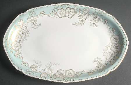 Old Brocade Blue Green 16" Oval Serving Platter