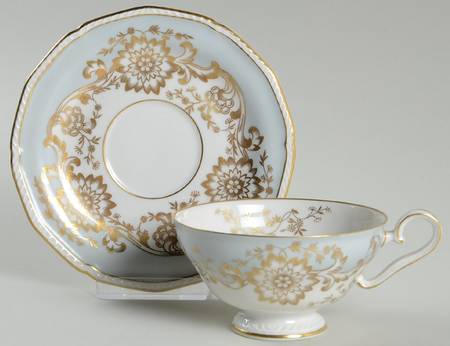 Old Brocade Gray Footed Cup & Saucer Set