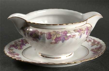 Pink Champagne Gravy Boat with Attached Underplate
