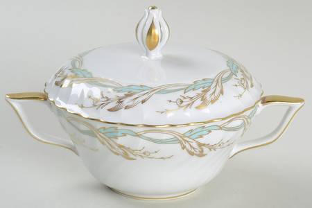 Princess Blue Green (Gold Trim) Sugar Bowl & Lid