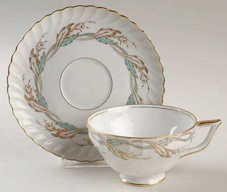 Princess Blue Green (Gold Trim) Footed Cup & Saucer Set