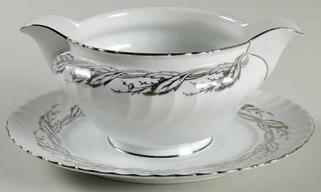 Regal Pearl Grey Gravy Boat with Attached Underplate