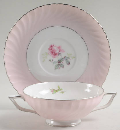 Rosarita Footed Cream Soup Bowl & Saucer Set