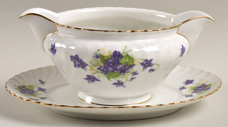 Viola (Gold Trim) Gravy Boat with Attached Underplate