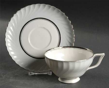 South Wind Pearl Grey Footed Cup & Saucer Set
