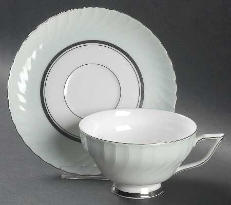 South Wind Grey Green Footed Cup & Saucer Set