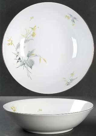 Spring Bouquet (Platinum) 9" Round Vegetable Bowl