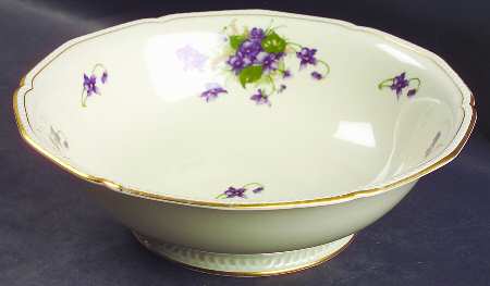 Violet (Gold Trim) 9" Round Vegetable Bowl
