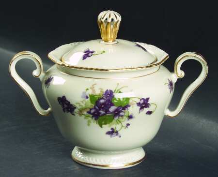 Violet (Gold Trim) Sugar Bowl & Lid
