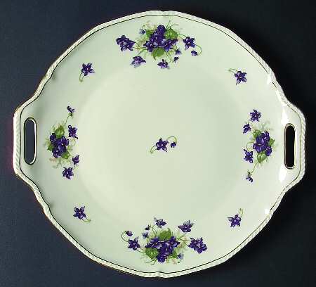 Violet (Gold Trim) Handled Cake Plate
