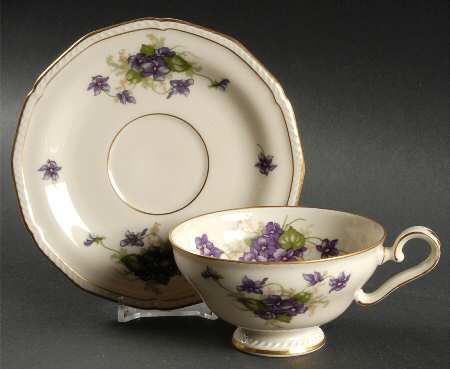 Violet (Gold Trim) Footed Cup & Saucer Set