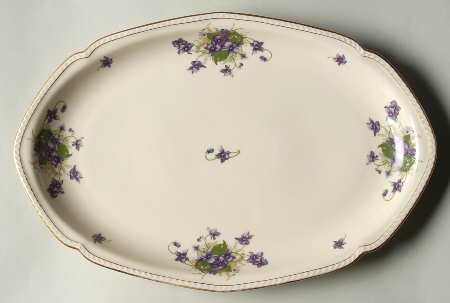 Violet (Gold Trim) 14" Oval Serving Platter