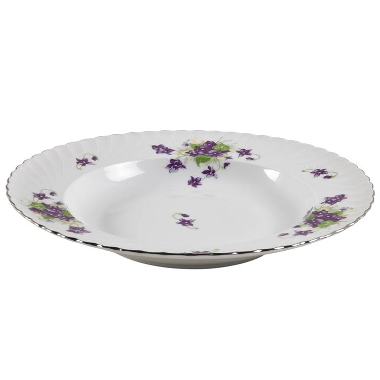 Viola (Platinum Trim) Large Rim Soup Bowl