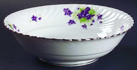 Viola (Platinum Trim) 9" Round Vegetable Bowl