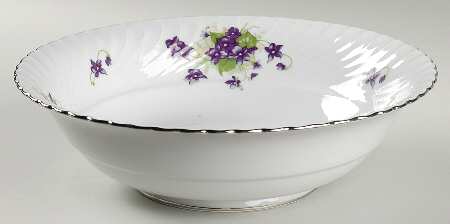 Viola (Platinum Trim) 9" Round Vegetable Bowl