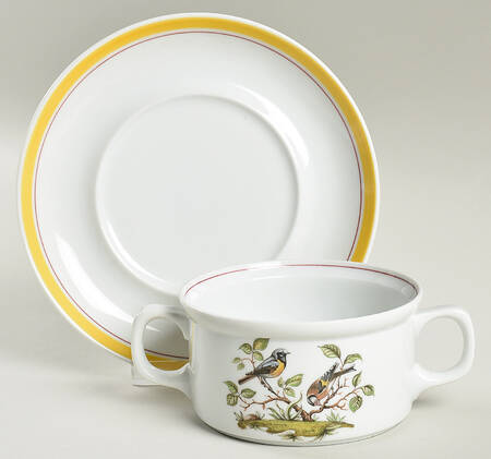 Woodsong Cream Soup Bowl & Saucer Set