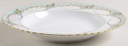 Yvonne Blue Green Large Rim Soup Bowl