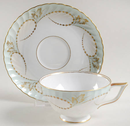 Yvonne Blue Green Footed Cup & Saucer Set
