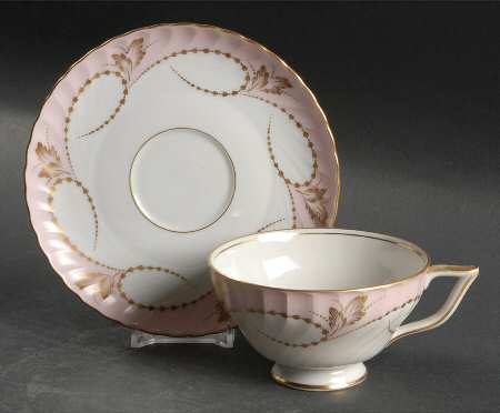 Yvonne Pink Footed Cup & Saucer Set