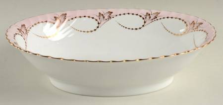 Yvonne Pink 9" Oval Vegetable Bowl