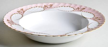 Yvonne Pink Rim Soup Bowl