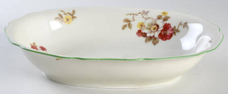 Apple Blossom (Green Trim) 9" Oval Vegetable Bowl by Royal York (Germany)