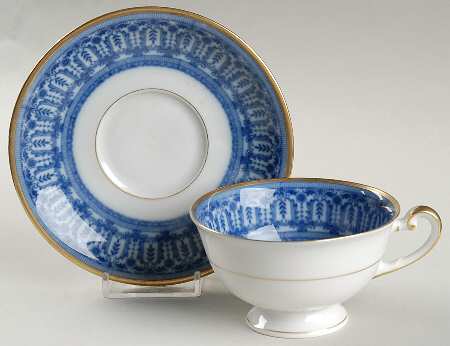 Blue Canton Footed Cup & Saucer Set