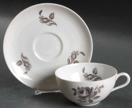 Black Rose Flat Cup & Saucer Set