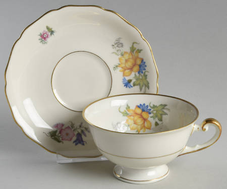Bridal Bouquet Footed Cup & Saucer Set