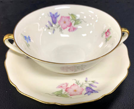 Bridal Bouquet Flat Cream Soup Bowl & Saucer Set