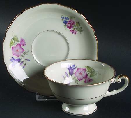 Bridal Bouquet Footed Cup & Saucer Set