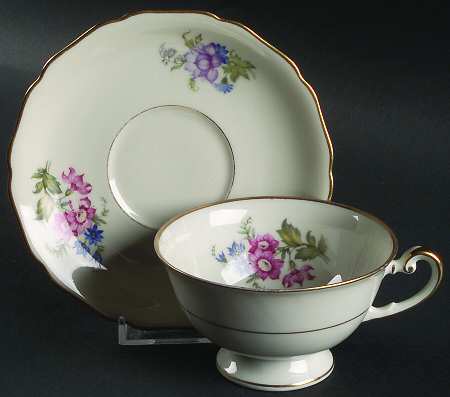 Bridal Bouquet Footed Cup & Saucer Set