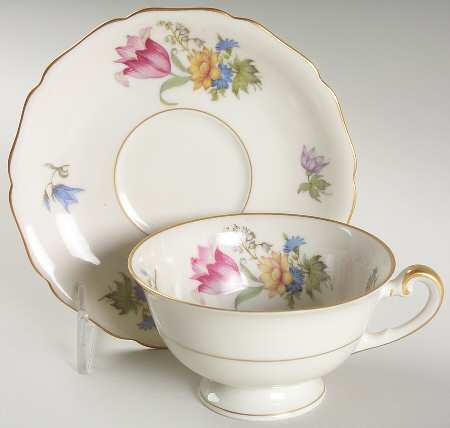 Bridal Bouquet Footed Cup & Saucer Set