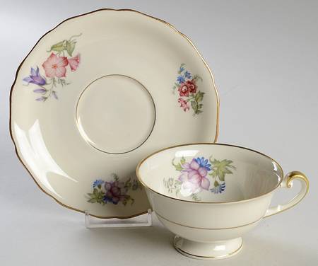 Bridal Bouquet Footed Cup & Saucer Set