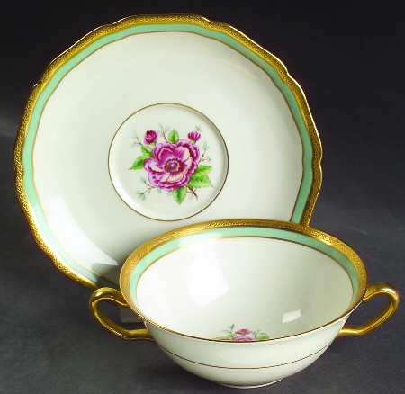 Evening Rose Flat Cream Soup Bowl & Saucer Set