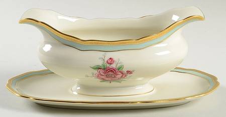 Evening Rose Gravy Boat with Attached Underplate