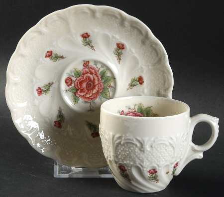 Flora Rose Flat Demitasse Cup & Saucer Set