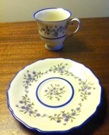 Forget Me Not Footed Demitasse Cup & Saucer Set