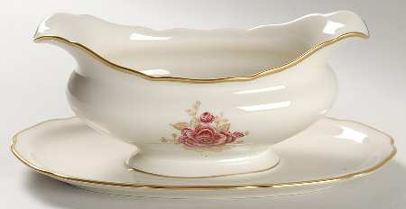 Golden Rose Gravy Boat with Attached Underplate