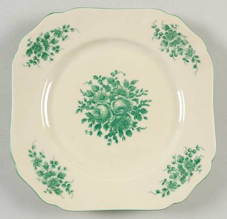 Green Roses Square Salad Plate