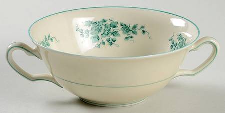 Green Roses Flat Cream Soup Bowl