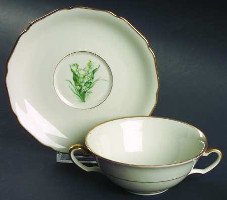 Lily of The Valley Flat Cream Soup Bowl & Saucer Set