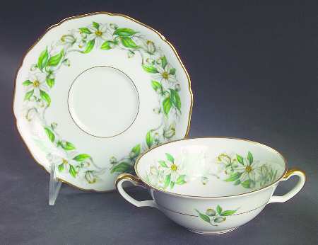 Orange Blossom Flat Cream Soup Bowl & Saucer Set