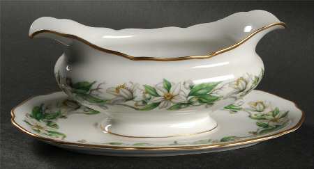 Orange Blossom Gravy Boat with Attached Underplate