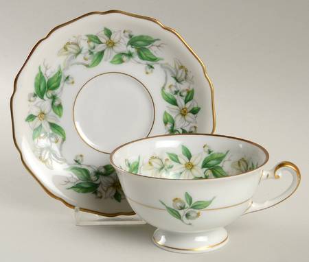 Orange Blossom Footed Cup & Saucer Set