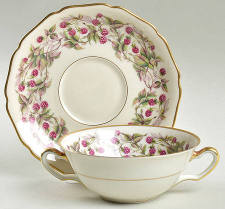 Red Raspberry Flat Cream Soup Bowl & Saucer Set