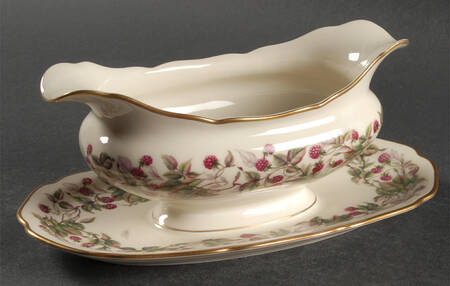 Red Raspberry Gravy Boat with Attached Underplate
