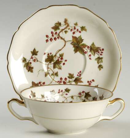 Summer Vine Flat Cream Soup Bowl & Saucer Set
