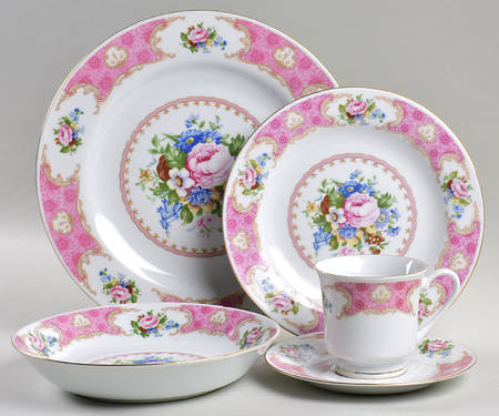 Spring Garden (Gold Trim) 5 Piece Place Setting